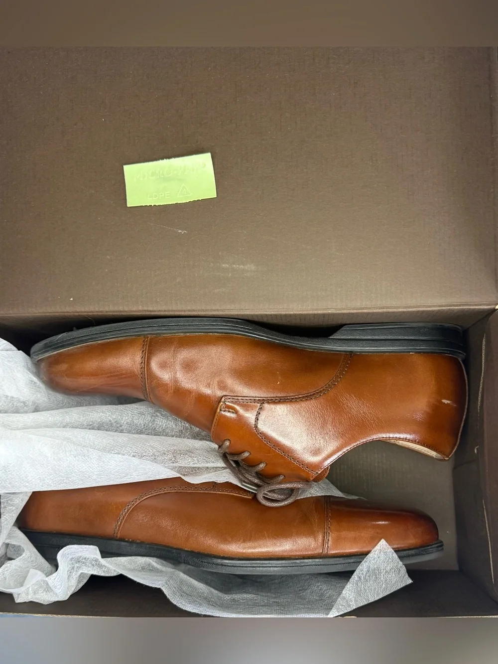 Florsheim Kids Reveal Jr Cap Toe Oxford Leather Dress Shoes Cognac 7M